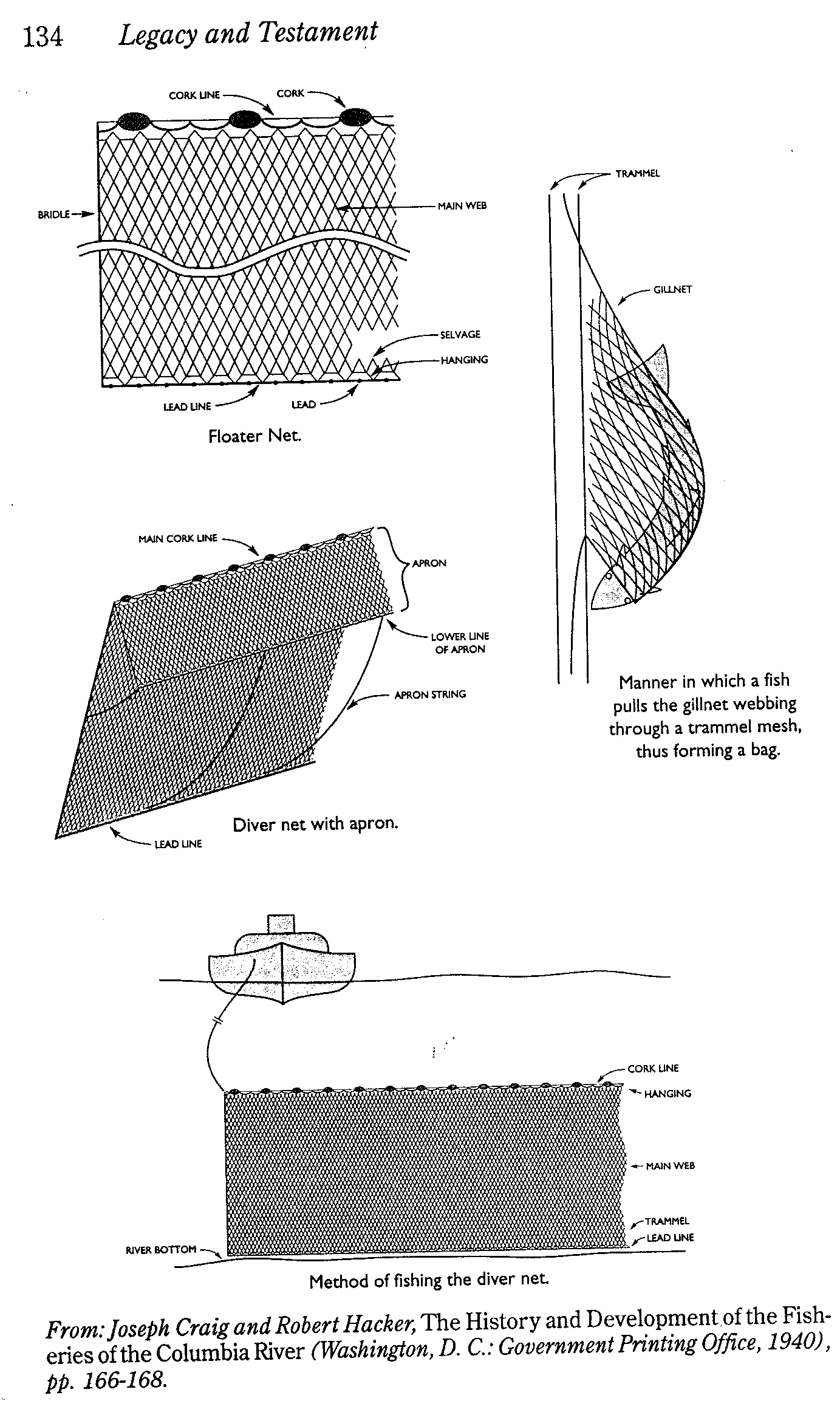 Conventional gill net (left) compared to a tangle net (right