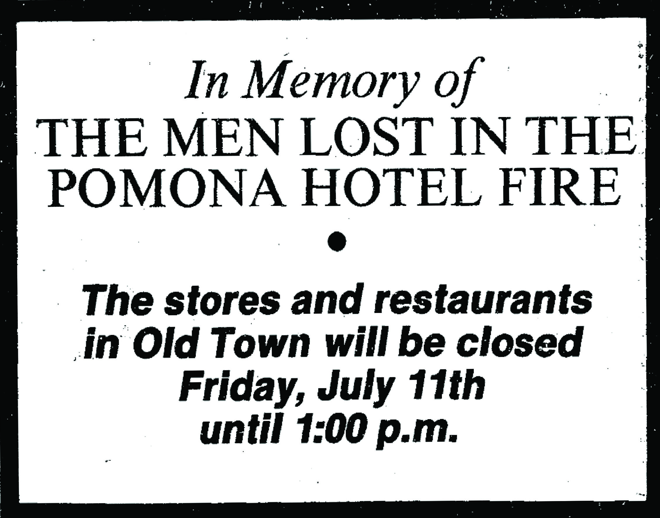 Pomona Hotel Fire, 1975