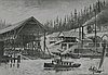 A sketch of an early shipyard and sawmill in Coos Bay, c.1885